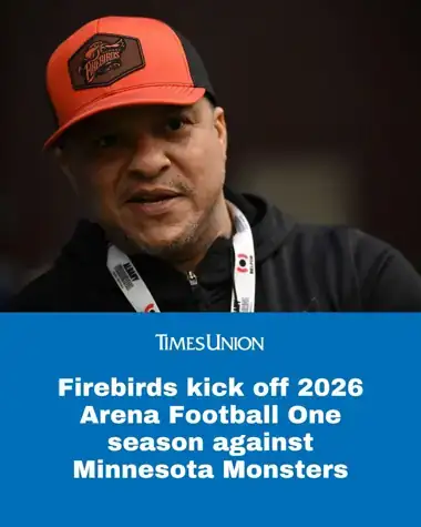 Times Union article screenshot showing the Firebirds patch hat being worn